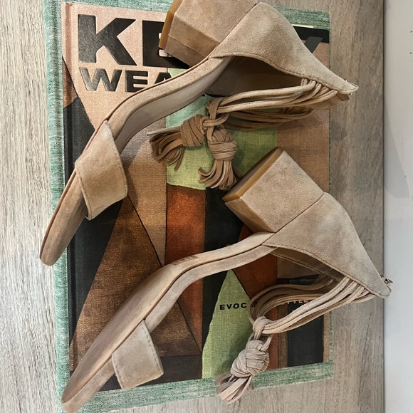 RAYE Suede Block Heels in Nude - Picture 4 of 5